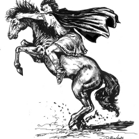 Educational illustrations - history. Pen and ink line drawing of Alexander The Great Illustration of Alexander The Great