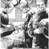 Illustration of surgery in a hospital 