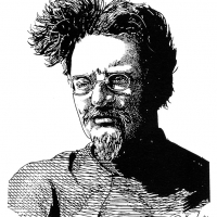 Educational illustrations - history. Pen and ink line drawing of Leon Trotsky Illustration of Leon Trotsky
