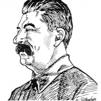 Educational illustrations - history. Pen and ink line drawing of Joseph Stalin Illustration of Joseph Stalin