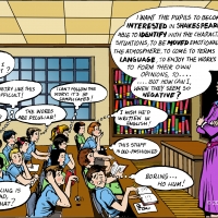 Digital - funny cartoon of kids in a class