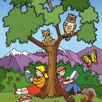 Digital - children under a tree